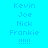 Pixelated blue text names on cyan background with pink highlight rectangles shifting