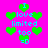 Pixelated green hearts and cyan text on a bright pink background with repeated 'I love limited too =D' phrases.