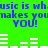 Green background with blue text repeating 'music is whmusic is wh makes you makes you YOU! YOU!' and white audio equalizer bars below.