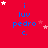 Red background with blue text 'i luv pedro c.' and white/pink stars; stars shift position across frames.