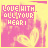 identical pixelated icons featuring pink and yellow text reading "LOVE WITH ALL YOUR HEART" above a glowing heart symbol on a gradient background