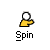 Two side-by-side animated frames of a pixelated yellow stick figure with white head and black outline, each holding a magnifying glass above its shoulder against gray background.