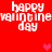 Red background with white pixelated text reading 'happy valentines day' repeated four times, two pink heart symbols, and a blurred effect on the text.