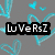 A four- of pixelated images with text overlays: top-left gray background with blue hearts and 'LuVeRsZ', top-right white background with colorful stars and 'My', bottom-left a person in red hair and pink-and-white clothing with 'cOoKie!!'