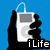 A pixelated image of a hand holding an iPod with 'iLife' text below, displayed in four on a blue background