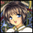 Pixelated anime-style character icon with text elements on a black background, featuring a 48x48 pixel image of a girl and separate text blocks.