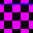 A pixelated animation with shifting black and magenta checkered patterns, displaying repeated blue text reading "u confused" across the top and bottom.