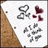 A static icon with a white background and brown border showing heart symbols, abstract shapes, and small red accents.