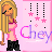 A 3x3 contact sheet of a pixel art animated icon featuring a blonde cartoon girl in various poses against a pink background with 'Chey' text and star decorations.