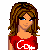 Pixel art contact sheet showing multiple frames of an animated buddy icon with a female character, Coca-Cola can, and text elements.