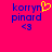 Pixelated text 'korryn pinard' in blue with a yellow heart symbol above the 'y', and '<3' below, on bright pink background.