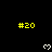 Yellow #20 text and white pixel hearts on black background with gray corner overlay