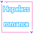25 identical square icons with pink borders, each displaying 'Hopeless' in light blue above 'romance' in darker blue text