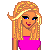 Pixel art contact sheet showing multiple frames of a pink-themed animated icon featuring a cartoon woman with blonde hair and a pink outfit, repeated "pink" text blocks, and the word "so" in pink.