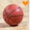 A pixelated red basketball with a dark base sits against a light background, accompanied by an orange heart symbol in the top-right corner.