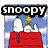 Snoopy and Woodstock on a red doghouse under a blue sky with clouds, next to a blue hearts pattern, Charlie Brown's head, stars, puppies, and ducks.