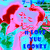 Pixelated pink and red character with large eyes, blue text reading 'NLOTT THE LOOKER' below, green background elements.