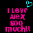 Pixelated text reads 'I LOVE ALEX SOO MUCH!!' in bright pink with a cyan heart symbol above, on a black background.