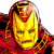 A pixelated contact sheet showing two frames of an animated Iron Man icon with a green text logo on the right side.