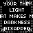 Black-and-white pixelated text with mirrored phrases and symbols, arranged in a symmetrical layout across four quadrants