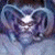 Pixelated image of a demonic figure with glowing eyes and horns on left, green text 'Original Icons .com' on right.