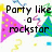 Pixelated image with party hats, confetti, and text reading 'Party like a rockstar but don't sing like one it hurts peoples ears' in black font.