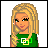 Pixel art contact sheet showing a blonde woman in green shirt with text frame expressing romantic conflict.
