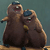 Two brown cartoon bears wearing dark blue caps stand side-by-side against a muted teal background, one bear holding a yellow object.
