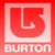 Static pixelated icon featuring a stylized red 'B' logo with white outline inside a square frame, above the word "BURTON" in blocky white letters on a solid red background.