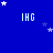 Blue background with white stars and repeated 'IHG' text in light blue pixelated font, featuring a gray rectangular shape at bottom right.
