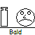 A sequence of pixelated cartoon faces with changing hair and expressions, each paired with a vertical bar and the word 'Bald' below.