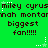 Green background with repeated pixelated text and star animations; 'miley cyrus' and 'biggest fan!!!!' in dark brown, stars alternate between white and light green.