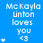 Blue background with repeated white text 'McKayla Unton loves you <3' and varying numbers of small white stars on the left side.