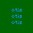 Green background with blue text 'otis' repeated in a pattern, some highlighted in bright green