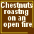 Brown square icon with yellow border displaying white text "Chestnuts roasting on an open fire" and a small yellow heart symbol in the bottom-right corner.