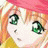 Pixelated close-up of an anime-style character's face with green eyes and pink hair, rendered in a low-resolution 48x48 icon format.