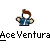 Pixelated character with brown hair and white face wearing blue jacket with yellow sleeves, standing against gray background with text below.