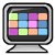 Pixelated icon of a retro-style monitor displaying a 3x4 grid of colored squares in green, blue, purple, and orange hues.