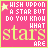 A static contact sheet of two identical animated frames showing a pink background with pixelated text and a yellow star, where the word "stars" appears in different shades between frames.