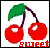 Pixelated cherry icon with green leaves and red fruit, displaying 'sweet' text in two color variations.