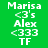 Four identical pixelated text-based icons arranged in a , each displaying white text on colored backgrounds
