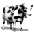 Black-and-white cow icon with shifting patterns of dark patches across its body and head, standing in profile view.