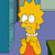 Pixelated yellow cartoon character with spiky hair, large white eyes, and a small mouth wearing a blue top and red skirt.