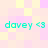 A static image with a pastel checkered background featuring light pink and yellow squares, displaying four identical cyan text elements reading "davey <3" arranged in a two-by-two