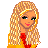 Pixel art character with long blonde hair and red top, shown in multiple poses including full-body and head-only views against white background.