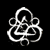 A 2x2 contact sheet of four animated frames from a Coheed and Cambria-themed buddy icon, featuring pixelated text and a white geometric logo on black background.