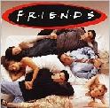 Static image of six people lying on a couch under the 'FRIENDS' logo with red oval border, rendered in low-resolution pixel art style.