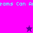 Pixelated text repeats across a split background of bright pink and purple, with two star icons changing color between frames.