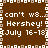 Brown background with white pixelated text repeating 'can't w3... Hershey! July 16-18' in two horizontal , bordered by a pattern of alternating light and dark squares