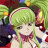 Pixelated 48x48 static icon featuring a green-haired anime character with pink accents, set against a blurred background of green and brown tones.